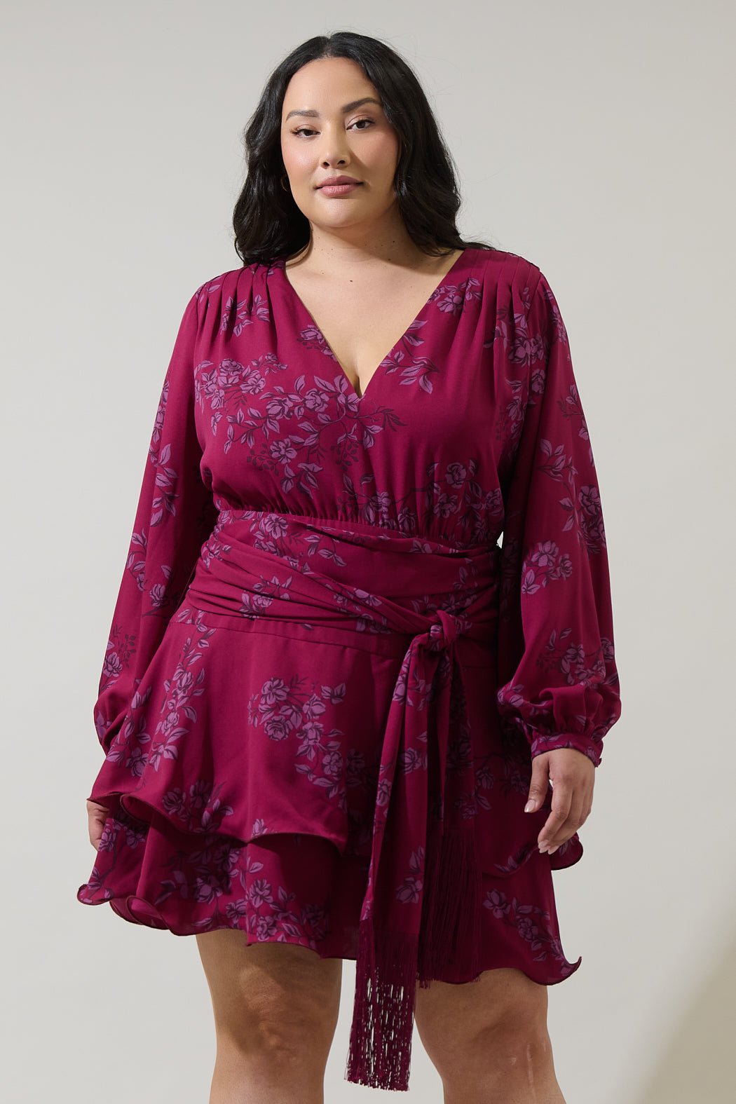Zurum Floral Kery Tiered Mini Dress Curve