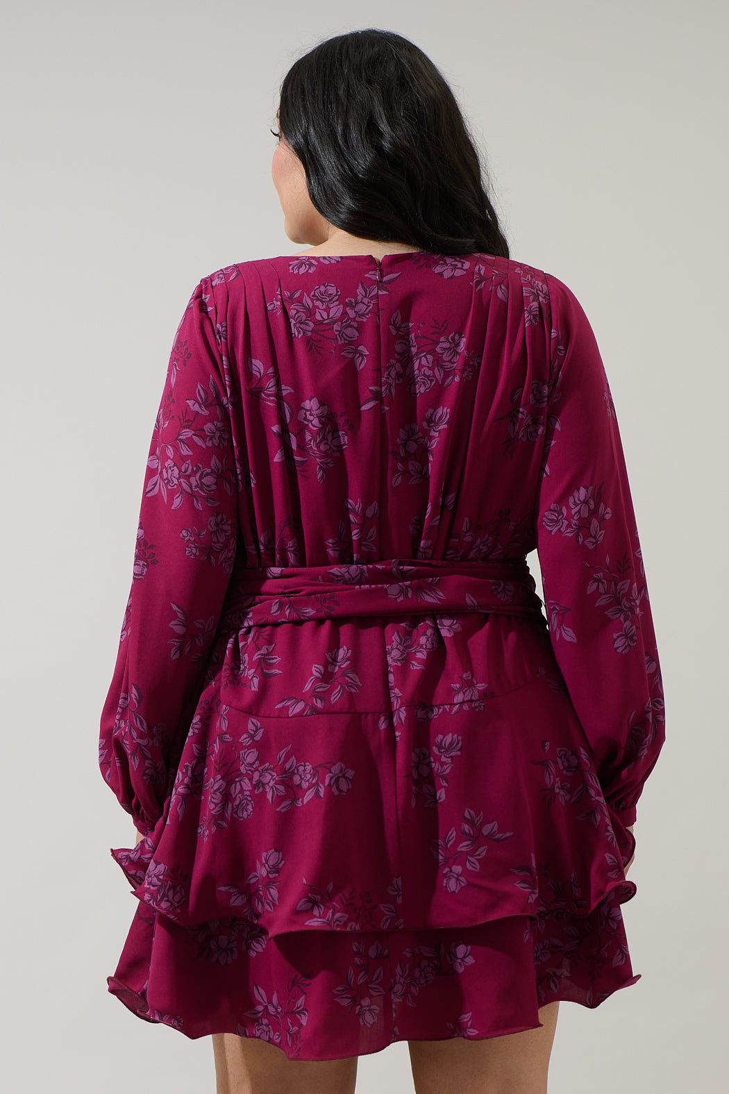 Zurum Floral Kery Tiered Mini Dress Curve