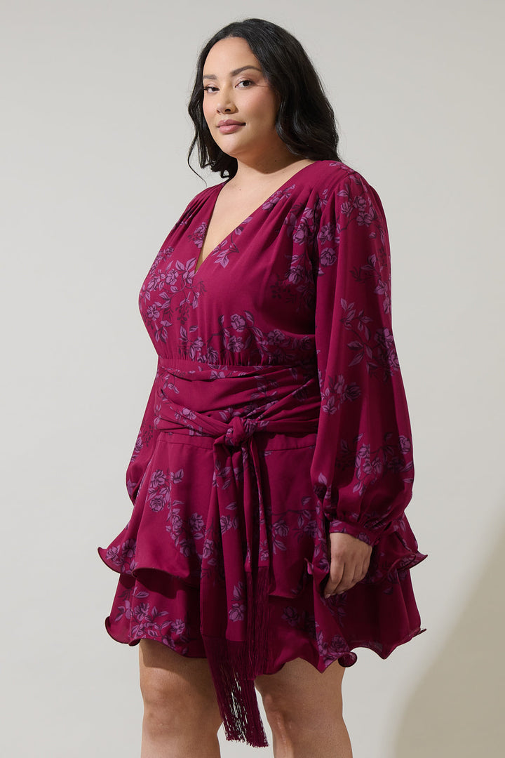 Zurum Floral Kery Tiered Mini Dress Curve