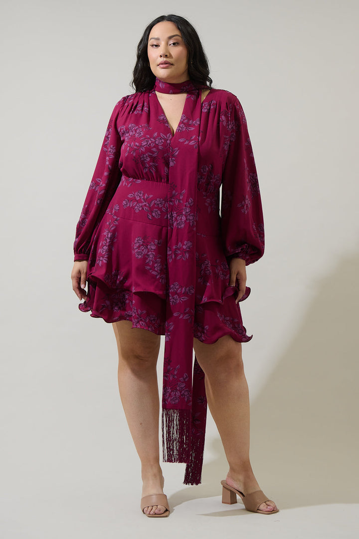 Zurum Floral Kery Tiered Mini Dress Curve
