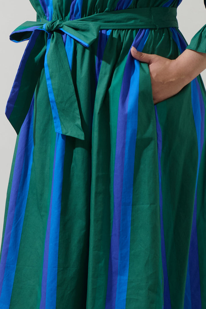 Dolary Stripe Senda Long Sleeve Maxi Dress Curve