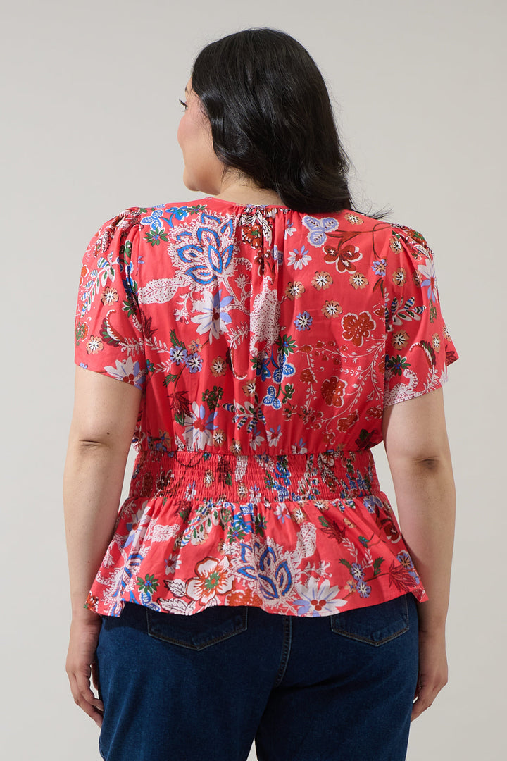 Oreanna Floral Sarina Smocked Peplum Top Curve