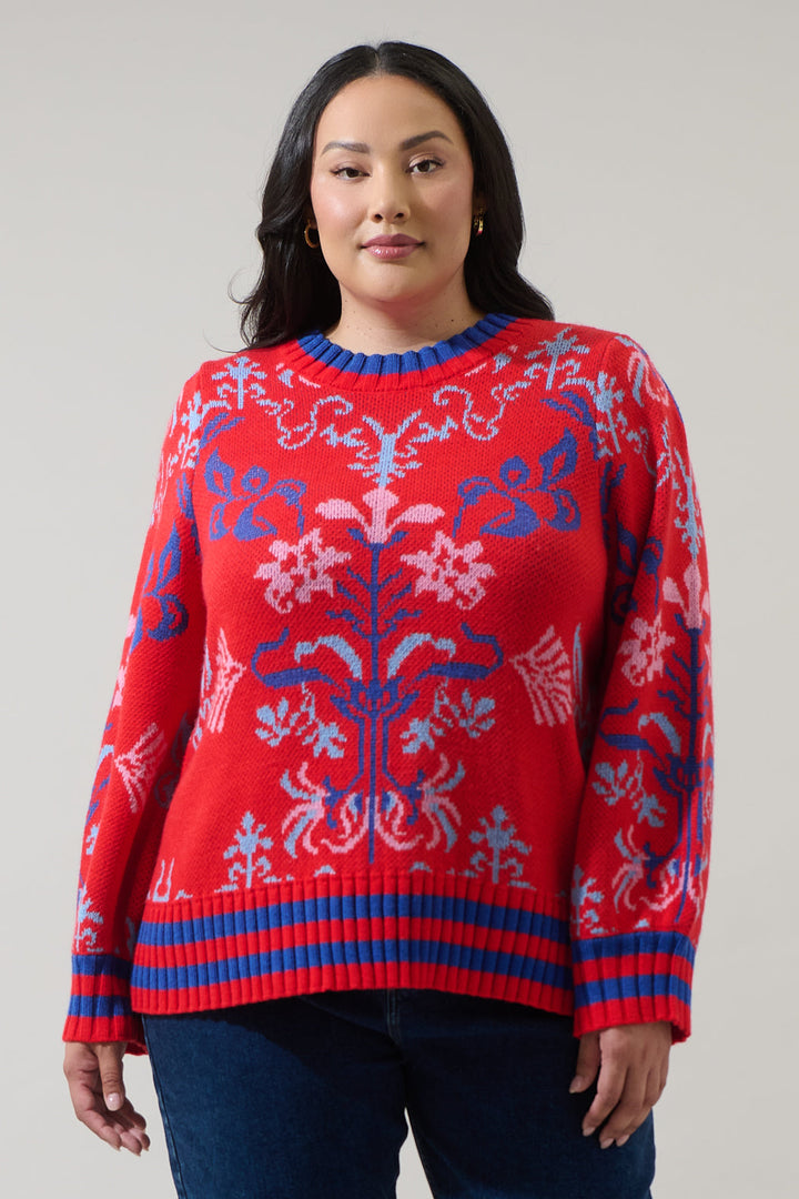 Almila Pleated Long Sleeve Sweater Curve