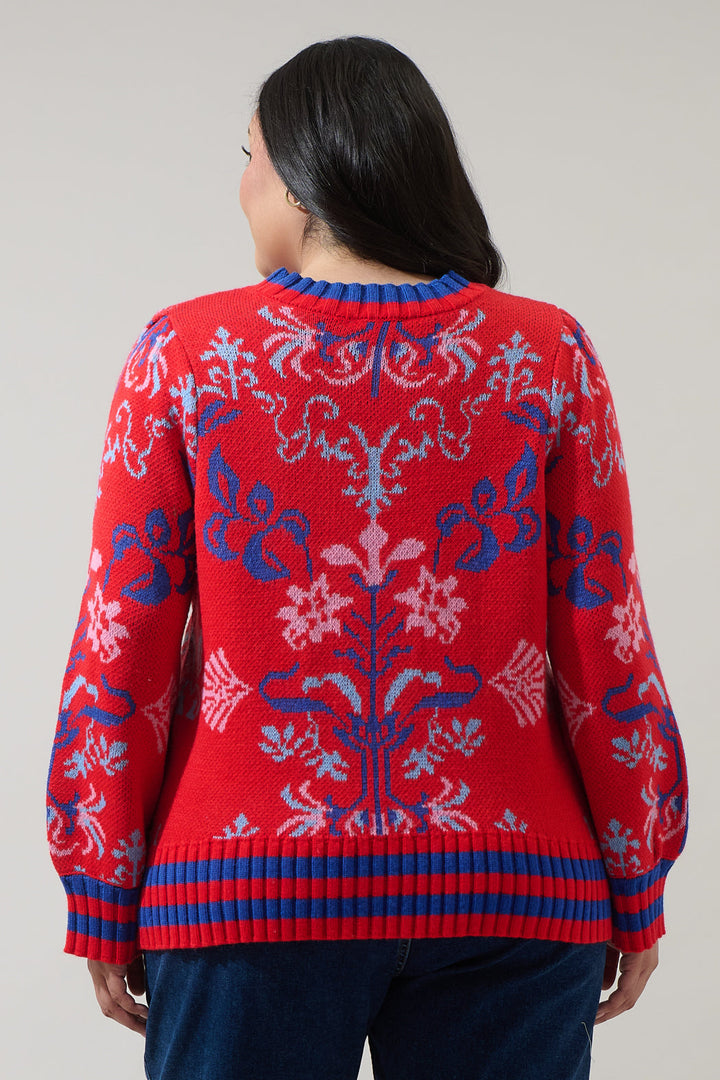 Almila Pleated Long Sleeve Sweater Curve