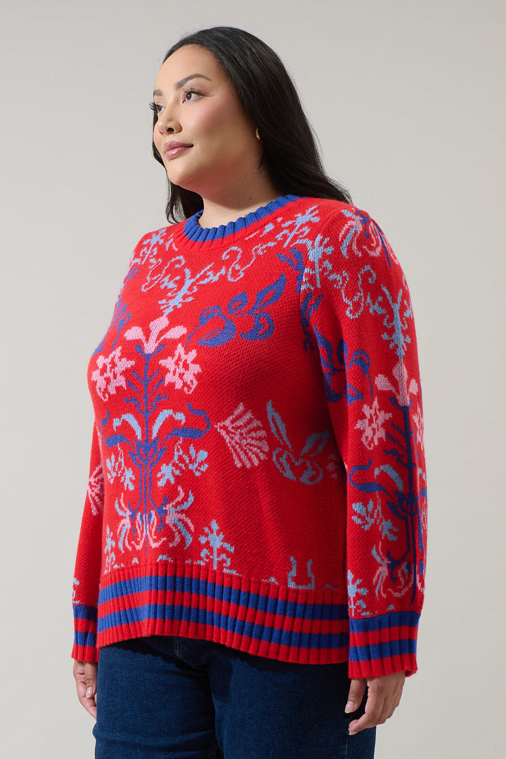 Almila Pleated Long Sleeve Sweater Curve