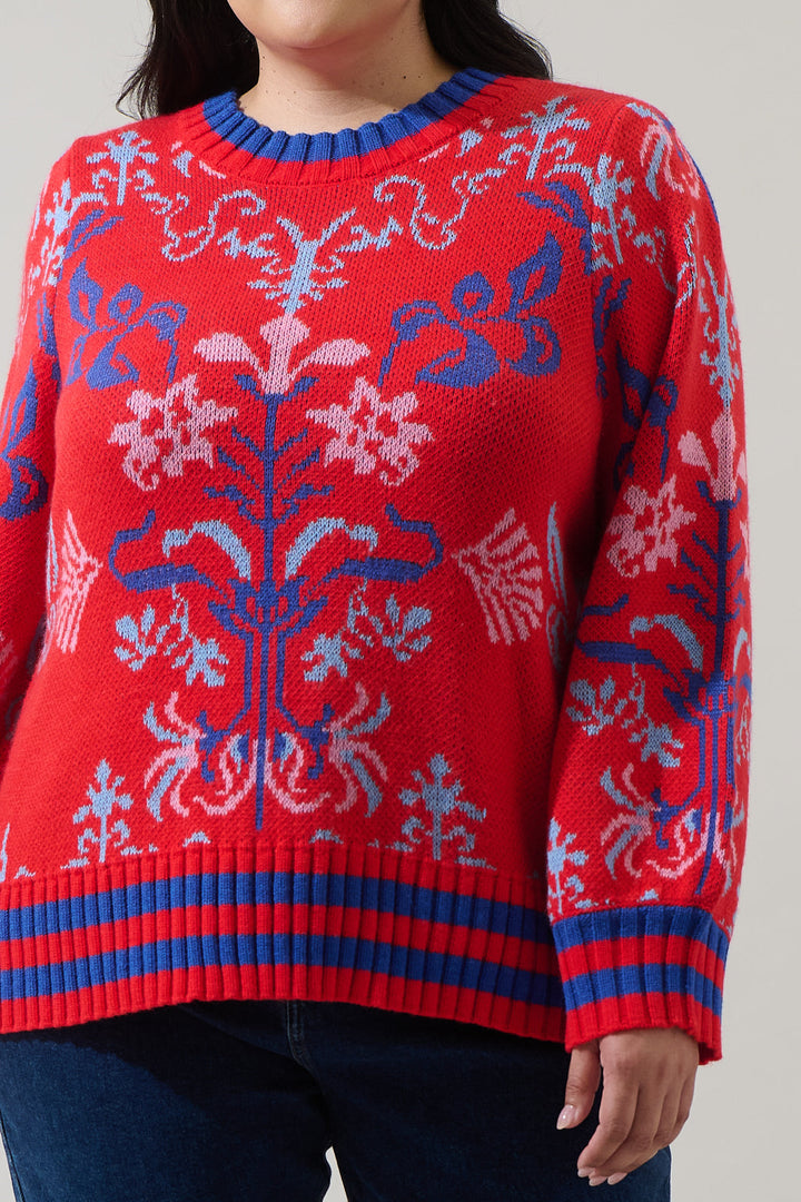Almila Pleated Long Sleeve Sweater Curve