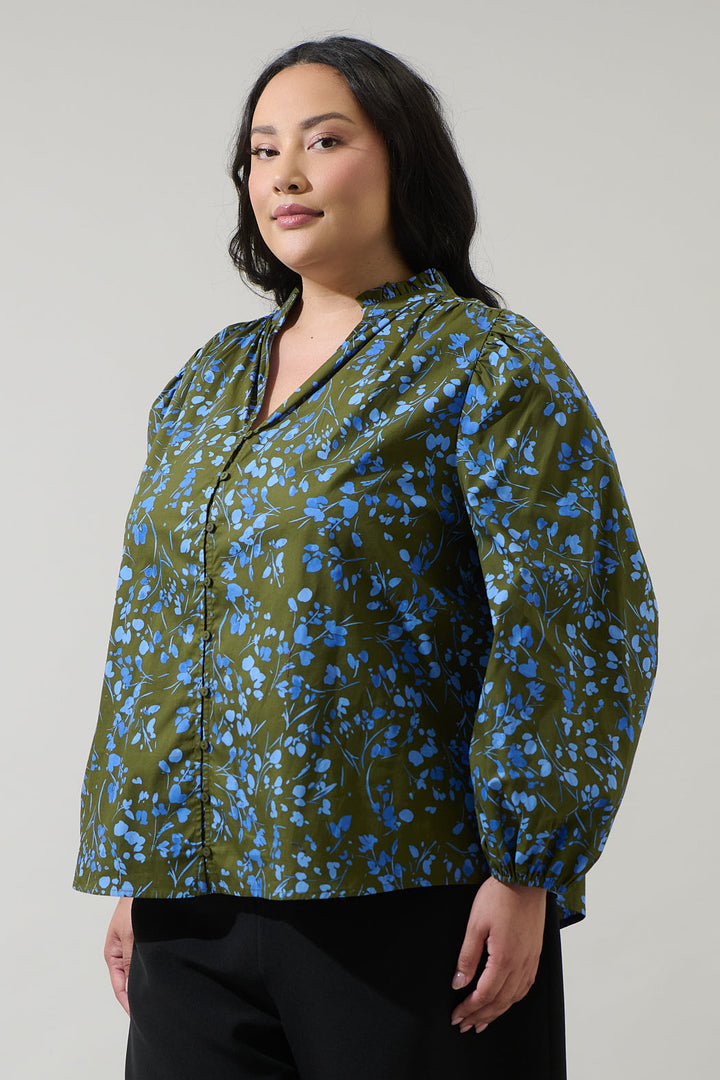 Solvay Floral Nellian Ruffle Top Curve