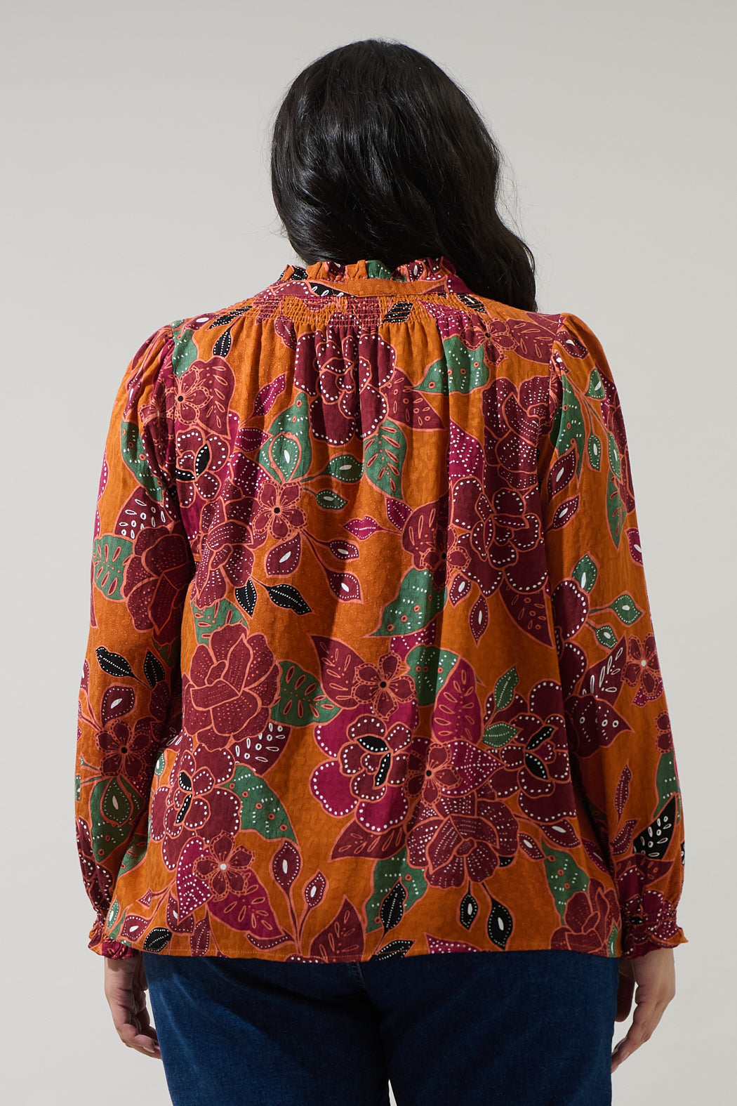 Marven Floral Merlie Button Down Top Curve