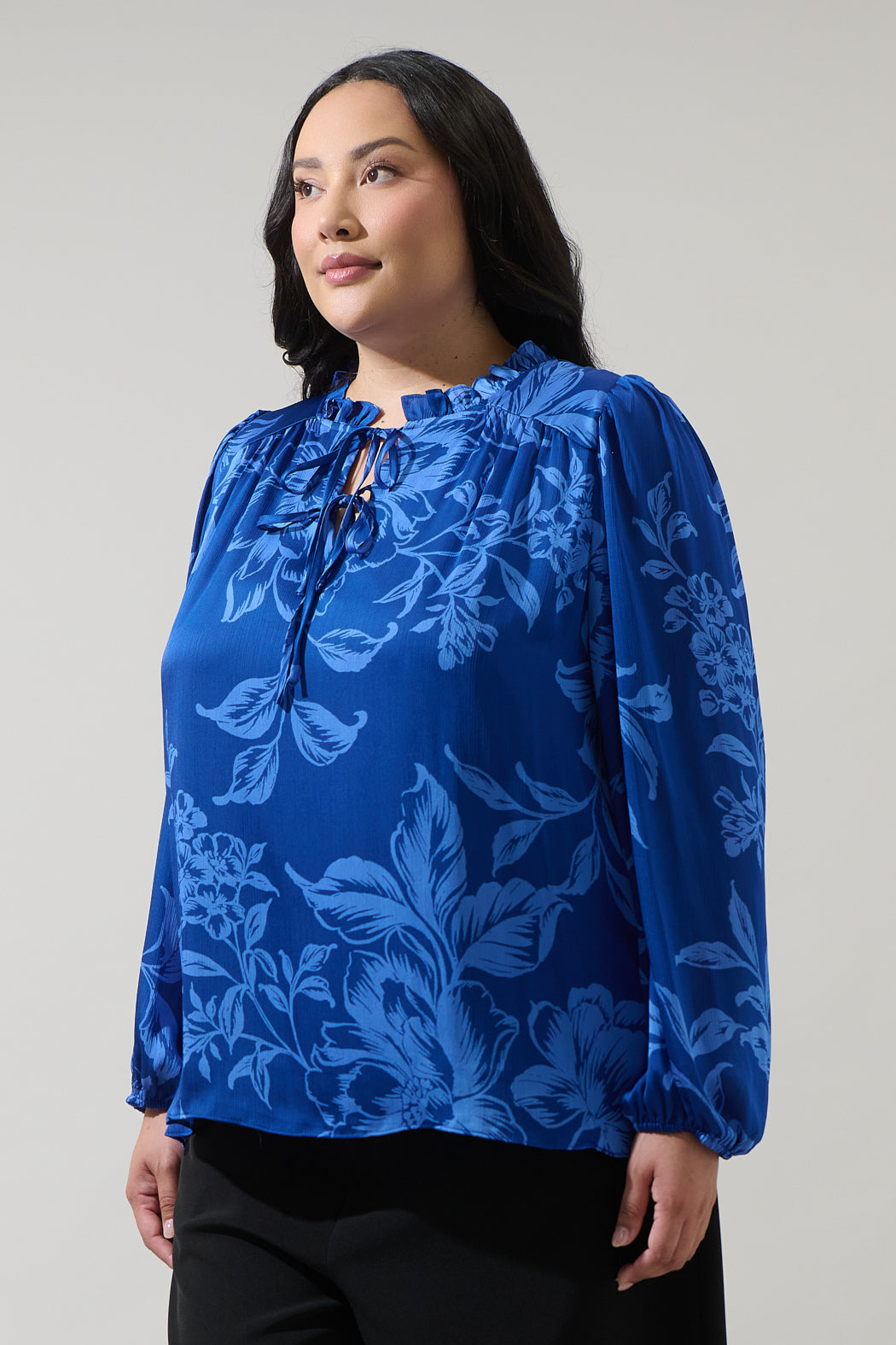Ciara Floral Lindsey Ruffle Blouse Curve