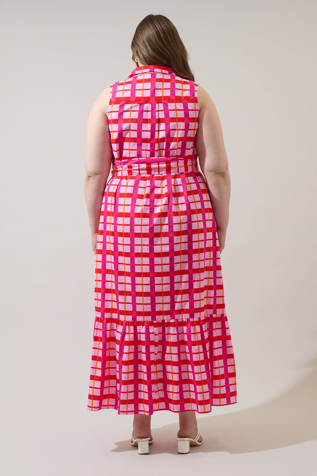 Darvy Checker Cileah Collared Maxi Dress Curve