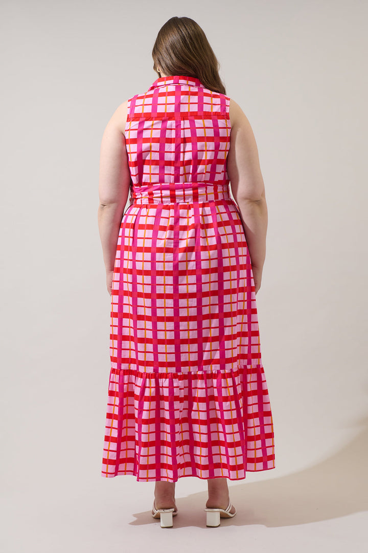 Darvy Checker Cileah Collared Maxi Dress Curve