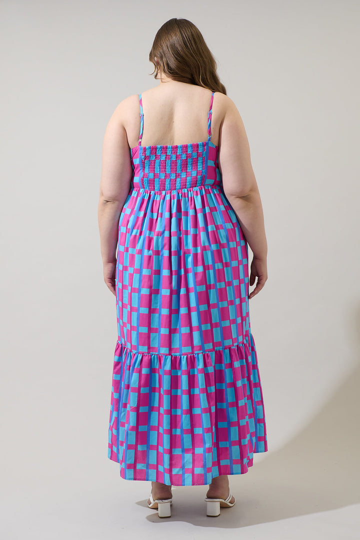 Marvy Checker Cabana Flowy Maxi Dress Curve