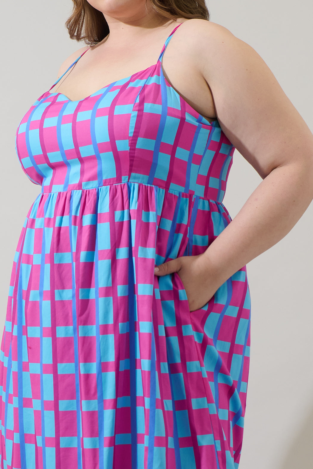 Marvy Checker Cabana Flowy Maxi Dress Curve