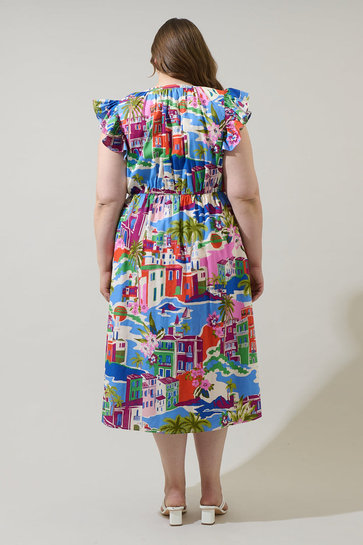 Rumi Town Tiarna Ruffle Midi Dress Curve