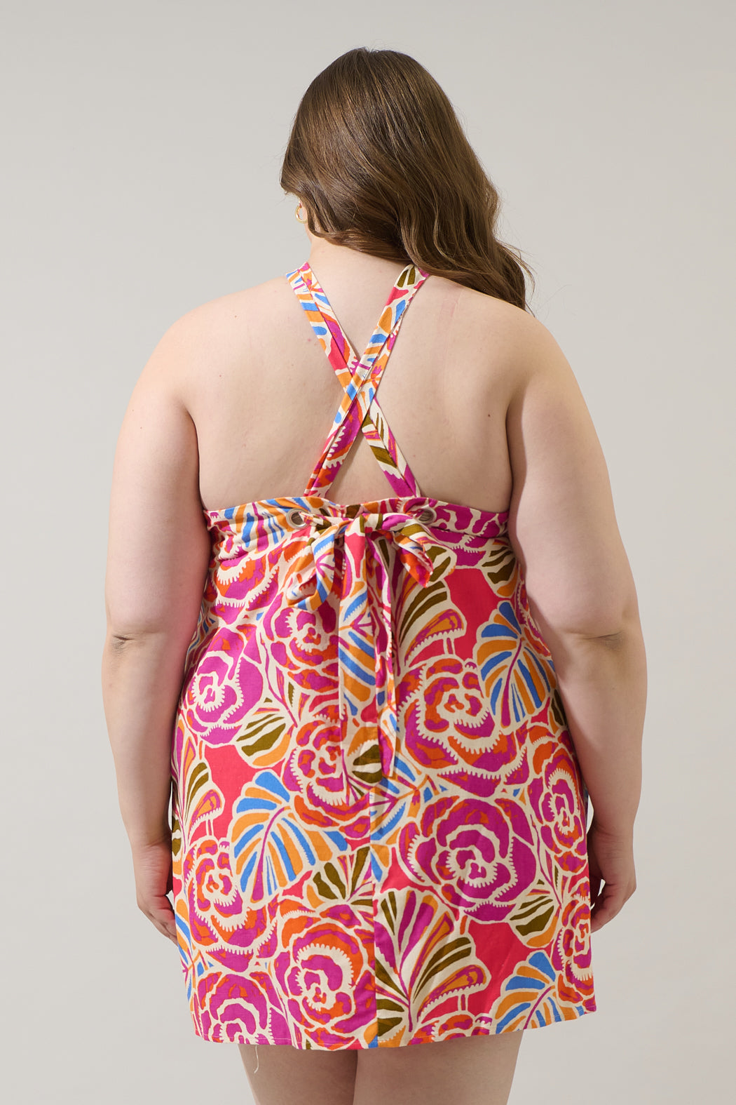 Nomi Floral Amory Halter Mini Dress Curve