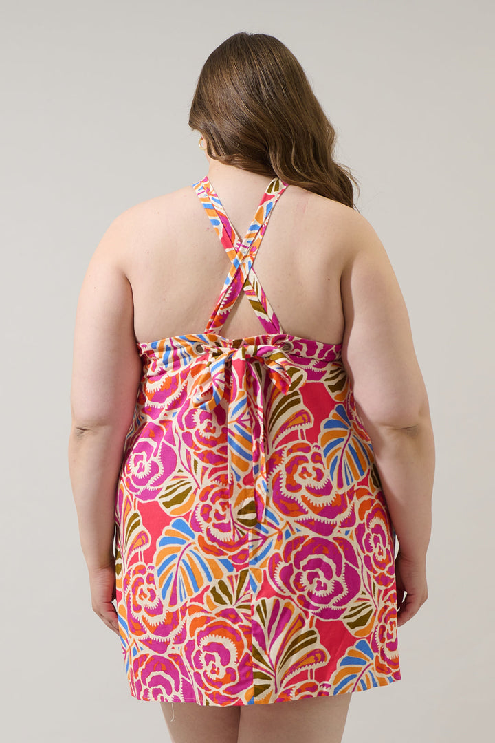 Nomi Floral Amory Halter Mini Dress Curve