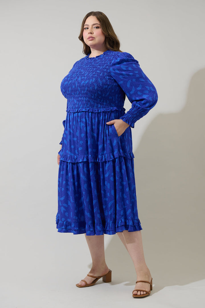 Darya Strokes Seldy Smocked Midi Dress Curve