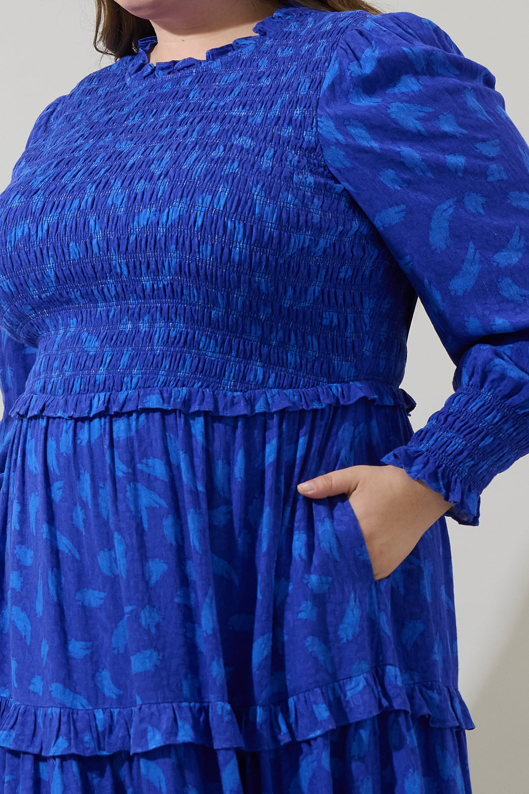 Darya Strokes Seldy Smocked Midi Dress Curve