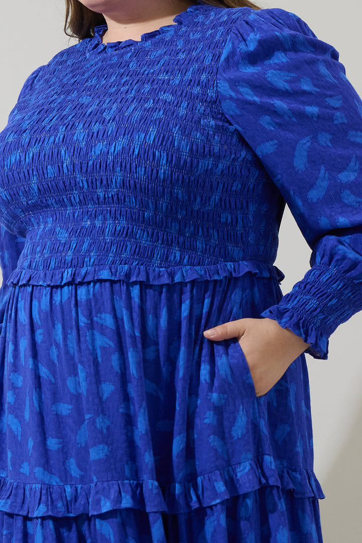 Darya Strokes Seldy Smocked Midi Dress Curve