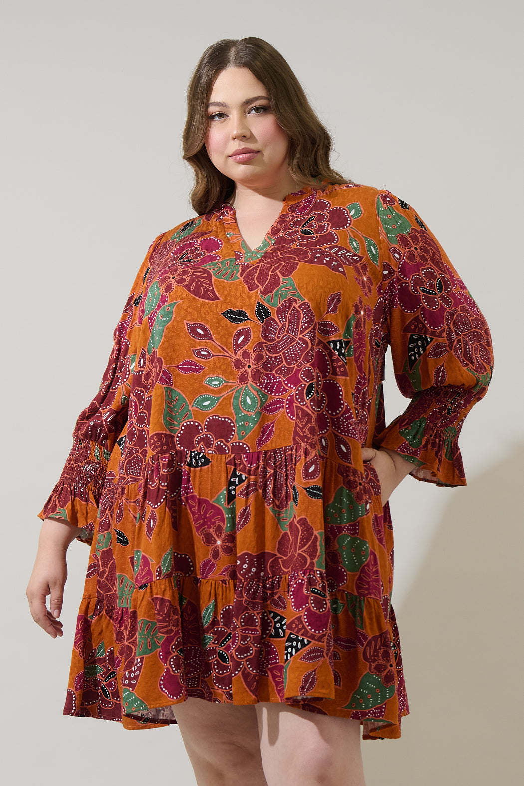 Marven Floral Anamy Shift Mini Dress Curve