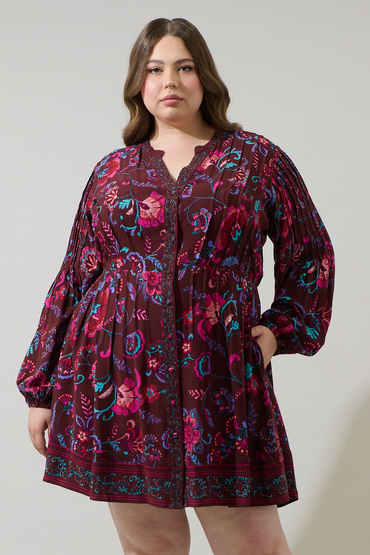 Tory Paisley Ceny Button Down Mini Dress Curve
