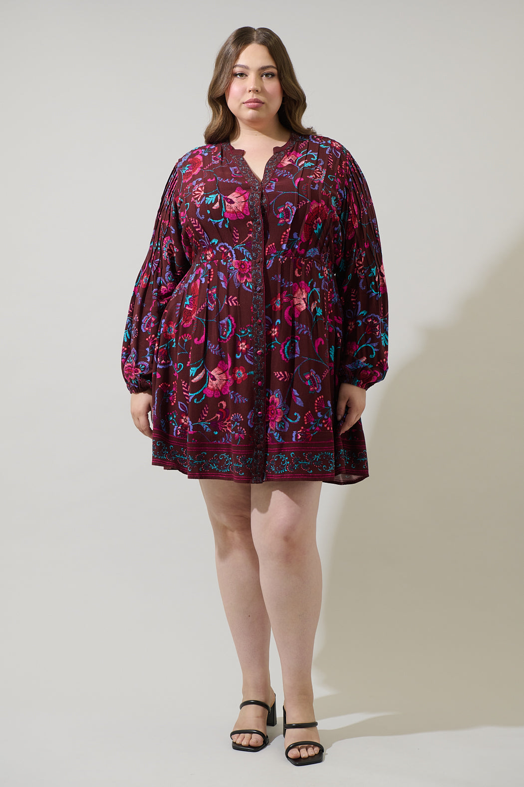 Tory Paisley Ceny Button Down Mini Dress Curve