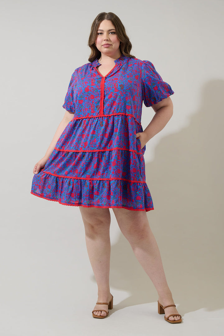 Tanya Floral Korra Tiered Mini Dress Curve