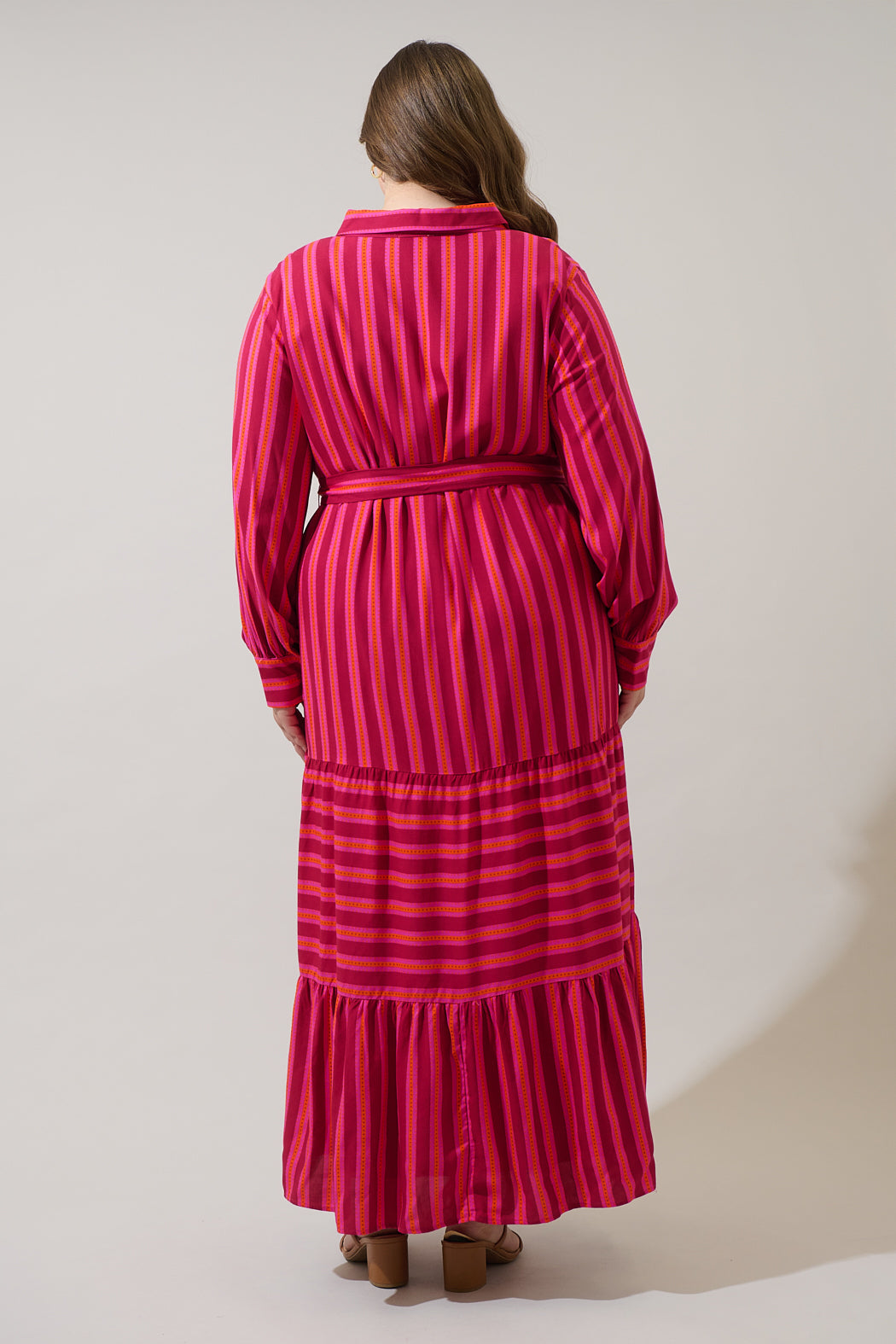Clarisa Stripes Sofia Button Down Maxi Dress Curve