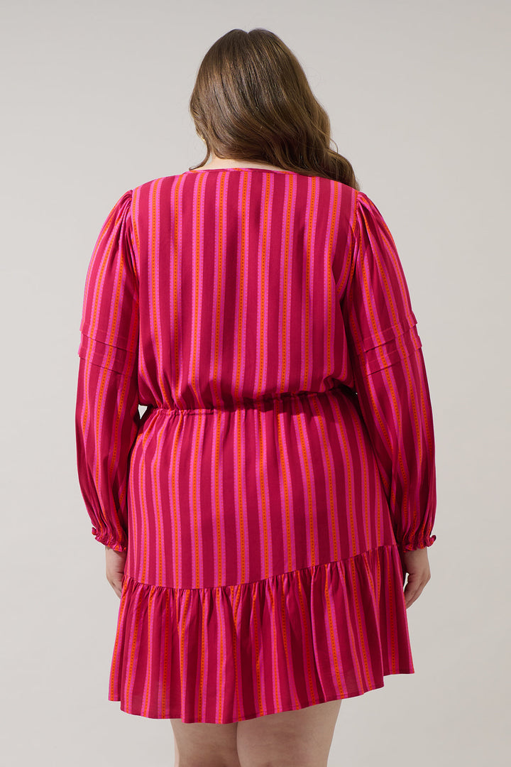 Clarisa Stripes Lomie Drawstring Mini Dress Curve