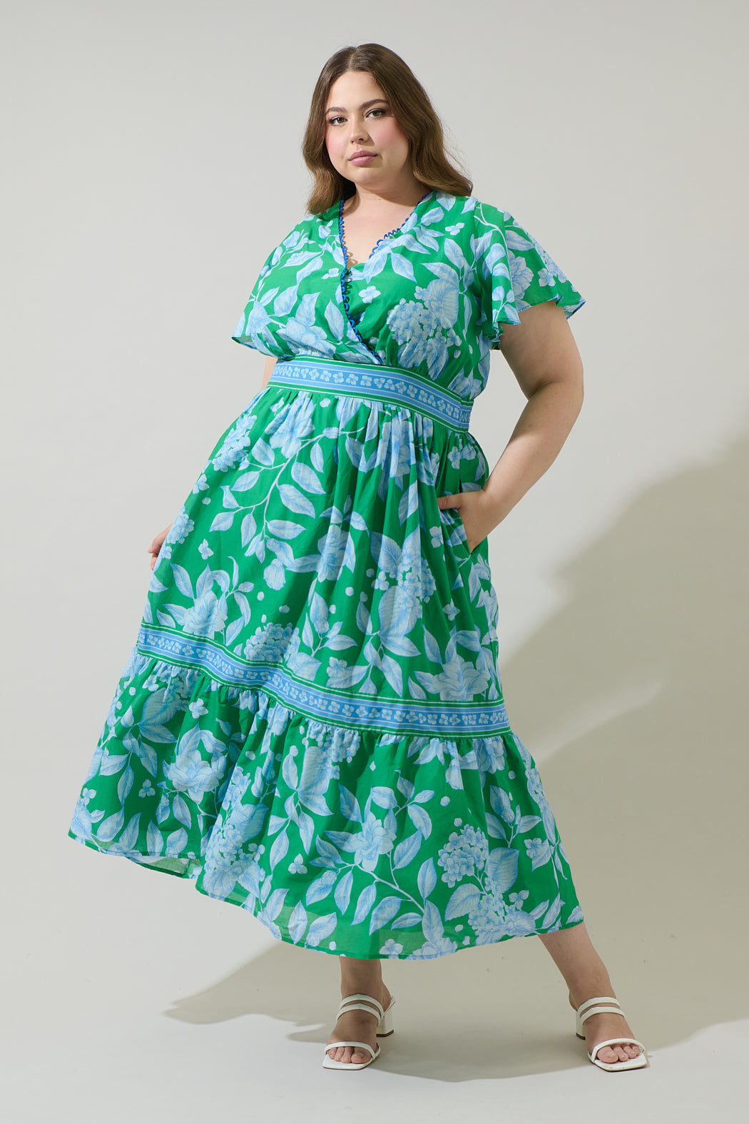 Verbena Floral Ingrida Surplice Maxi Dress Curve