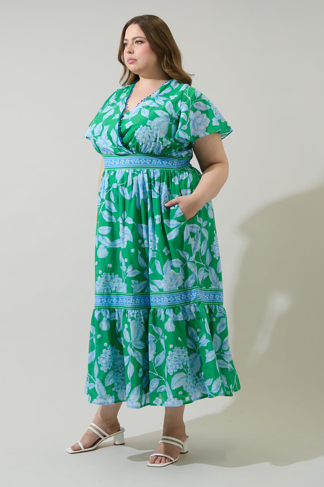 Verbena Floral Ingrida Surplice Maxi Dress Curve