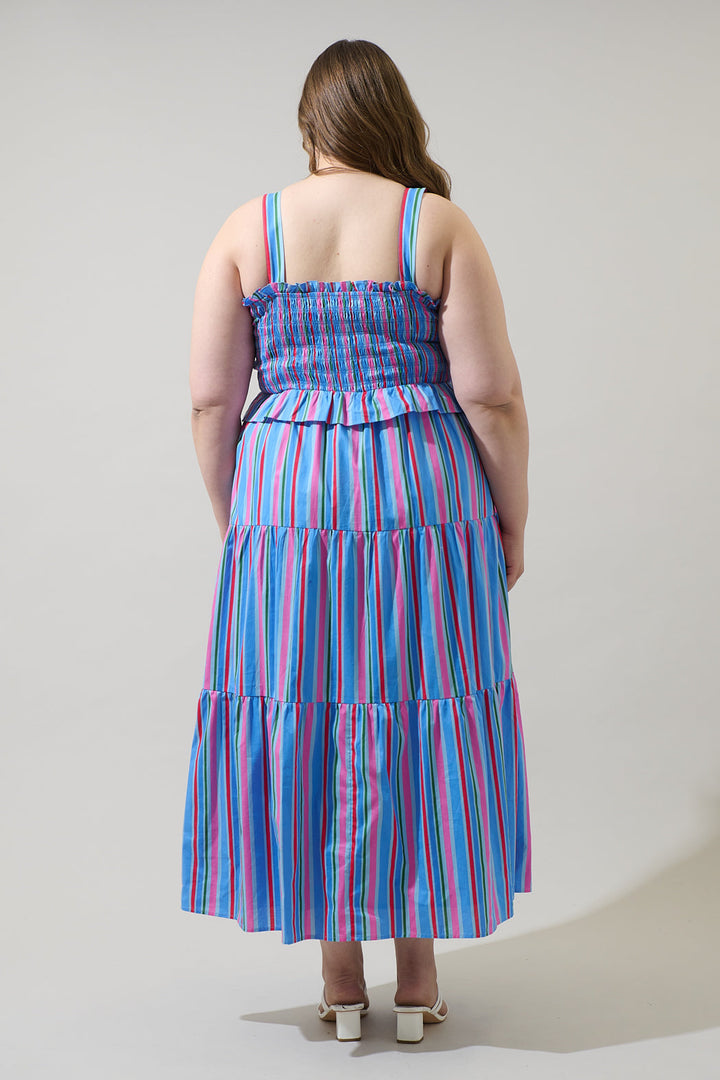 Jaimie Stripes Lindsy Smocked Maxi Dress Curve