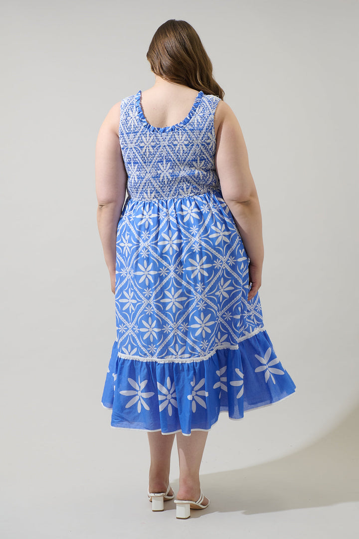 Alexie Floral Jessy Smocked Midi Dress Curve
