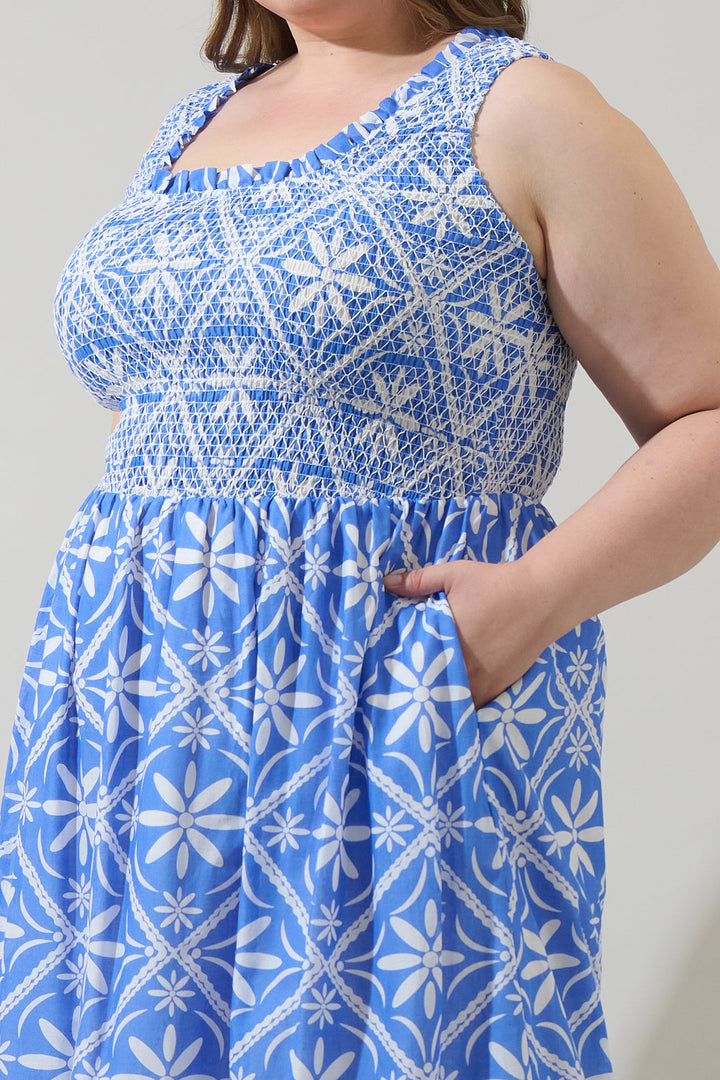 Alexie Floral Jessy Smocked Midi Dress Curve