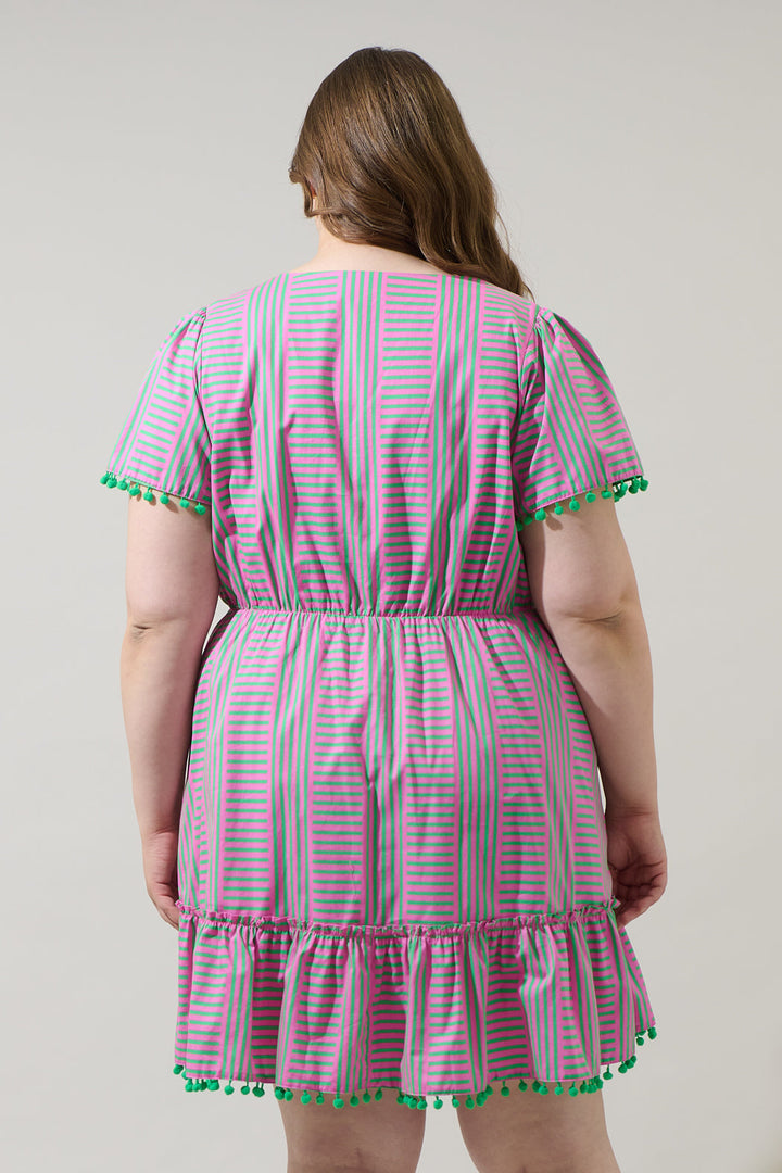 Valda Striped Fredrie Wrap Mini Dress Curve