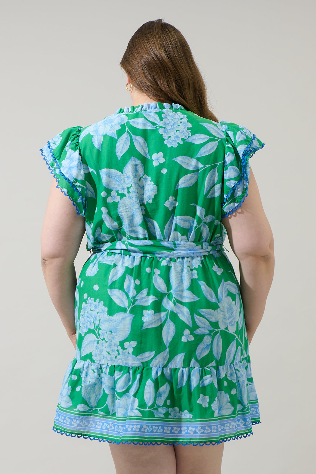 Verbena Floral Eriny Ruffle Mini Dress Curve