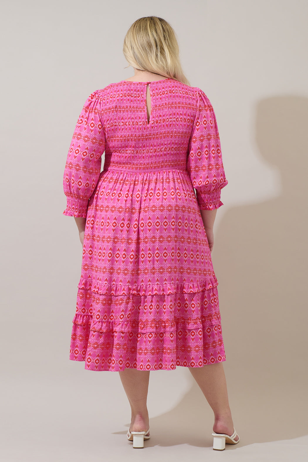 Mirany Ikat Ludlow Smocked Midi Dress Curve