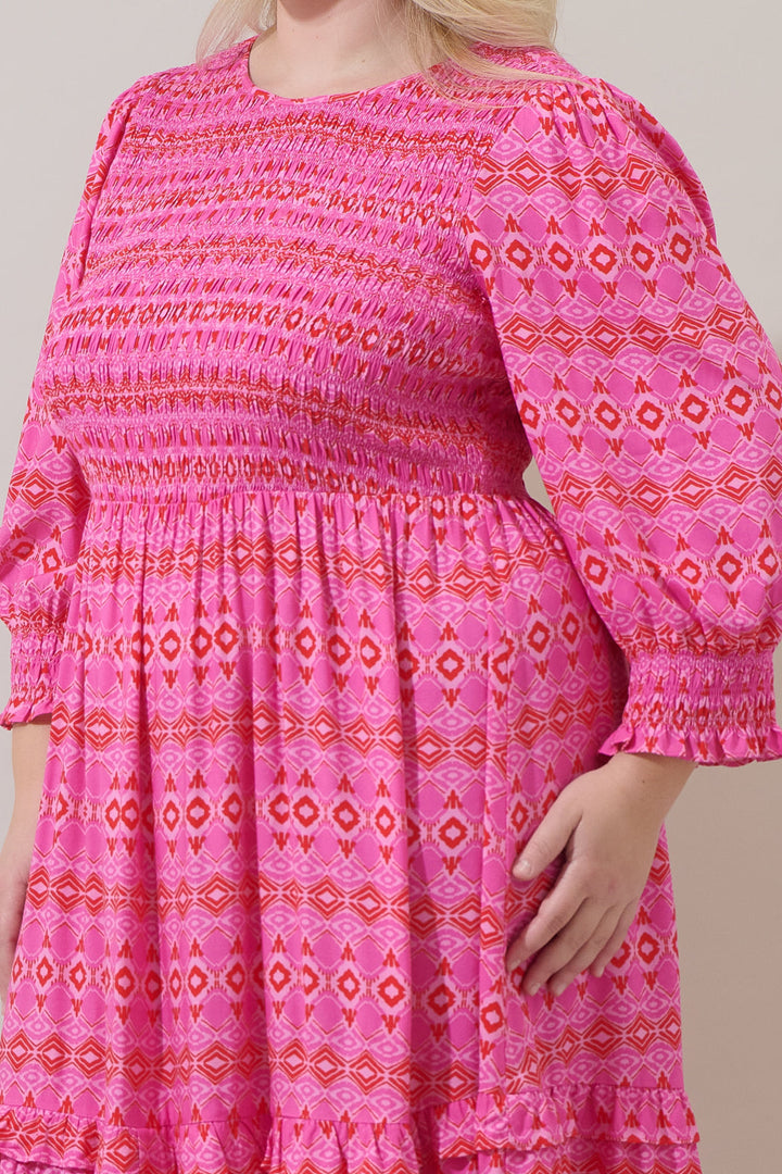 Mirany Ikat Ludlow Smocked Midi Dress Curve