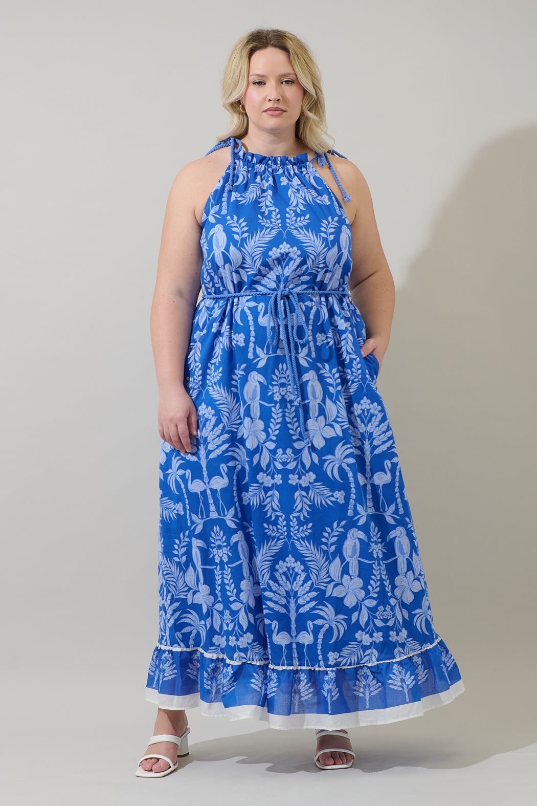 Kimana Floral Halter Neck Maxi Dress Curve