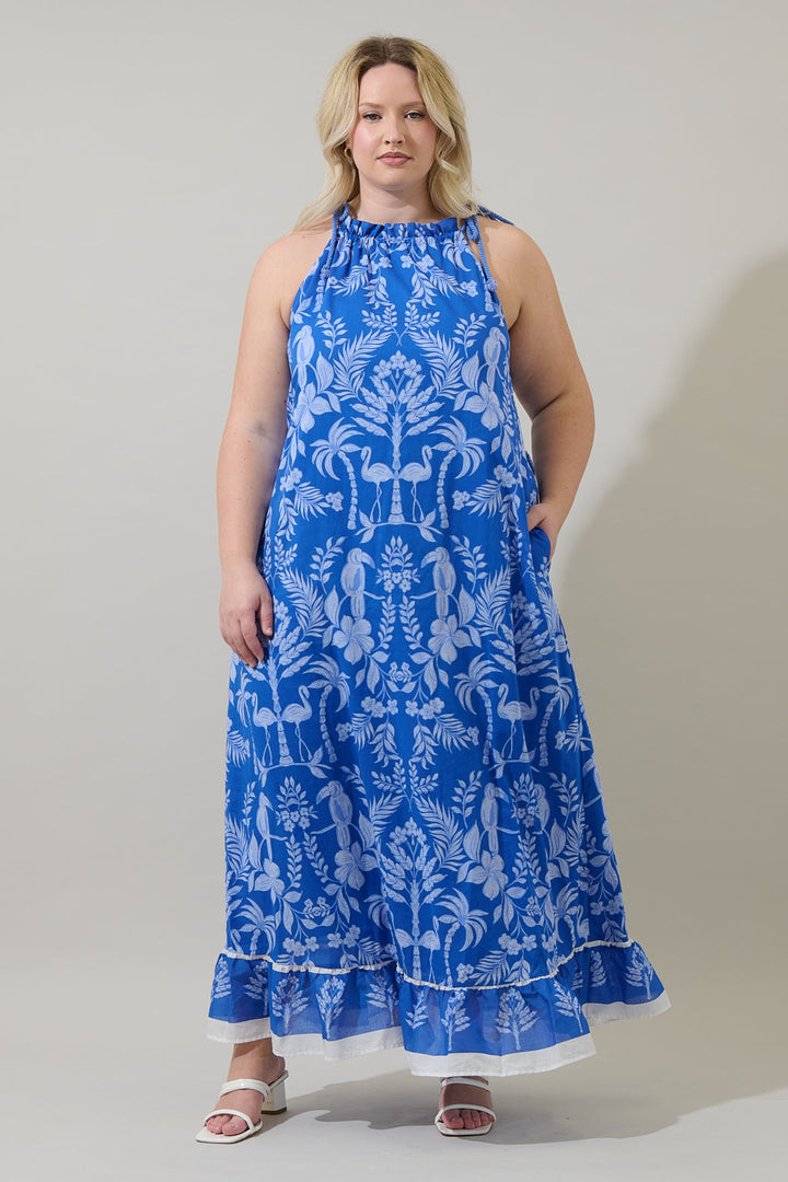 Kimana Floral Halter Neck Maxi Dress Curve