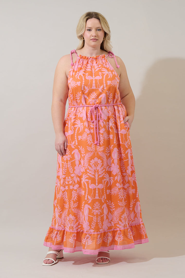 Kimana Floral Halter Neck Maxi Dress Curve