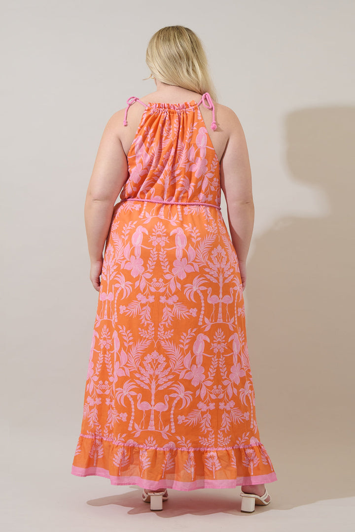 Kimana Floral Halter Neck Maxi Dress Curve