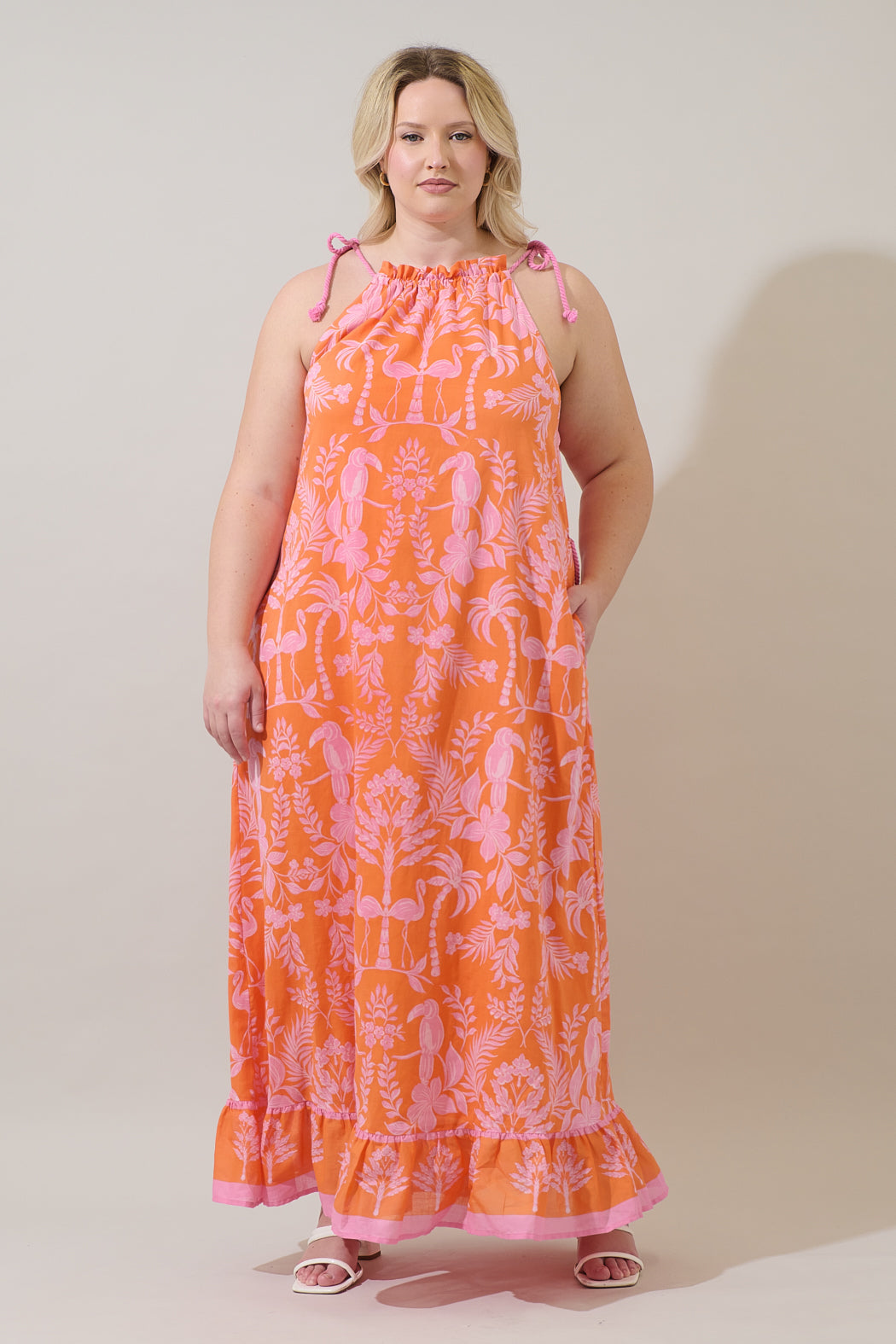 Kimana Floral Halter Neck Maxi Dress Curve