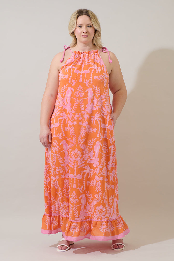 Kimana Floral Halter Neck Maxi Dress Curve