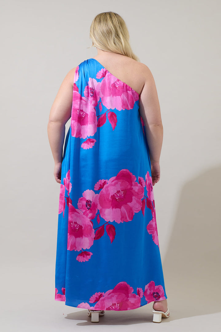 Glena Floral Pleated Maxi Dress Curve