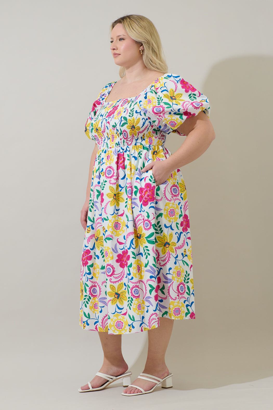 Kress Floral Maray Smocked Midi Dress Curve