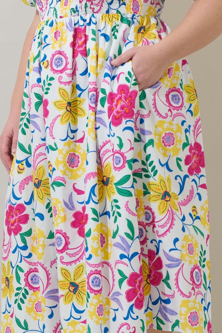 Kress Floral Maray Smocked Midi Dress Curve