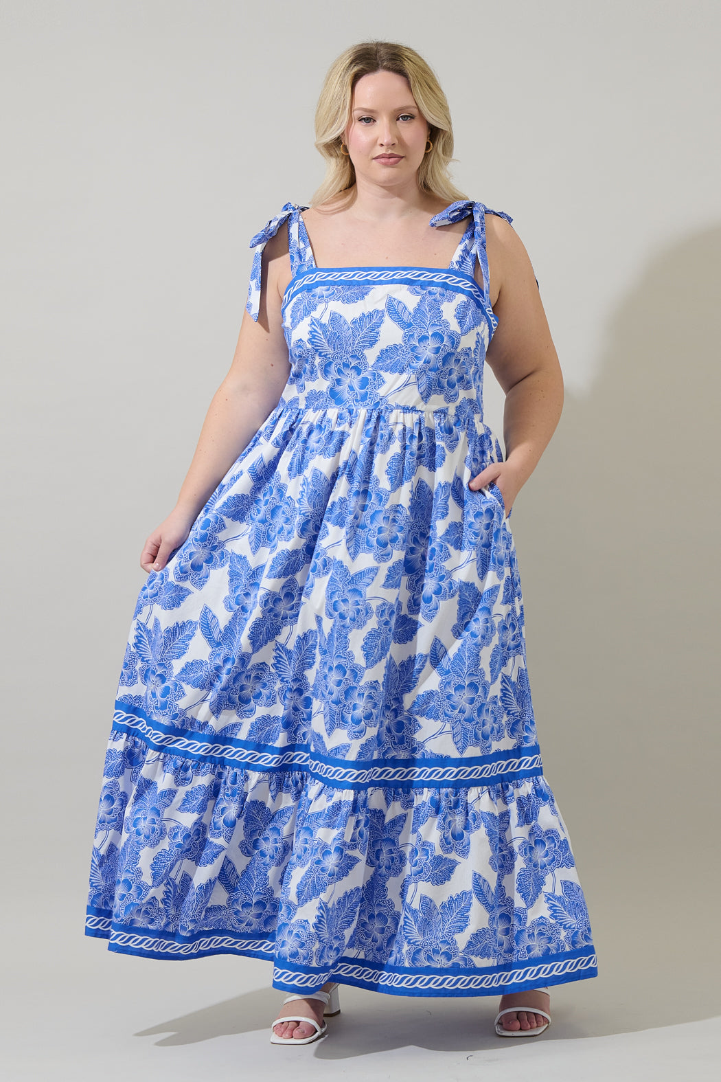 Rency Floral Pime Smocked Maxi Dress Curve