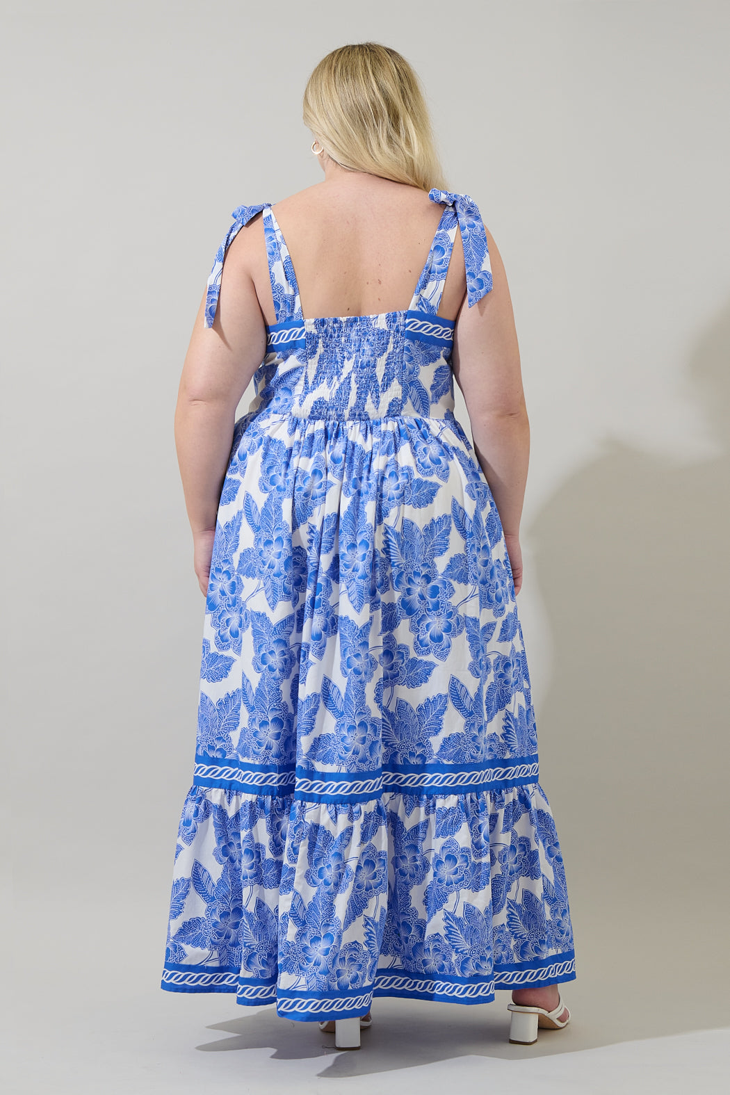 Rency Floral Pime Smocked Maxi Dress Curve