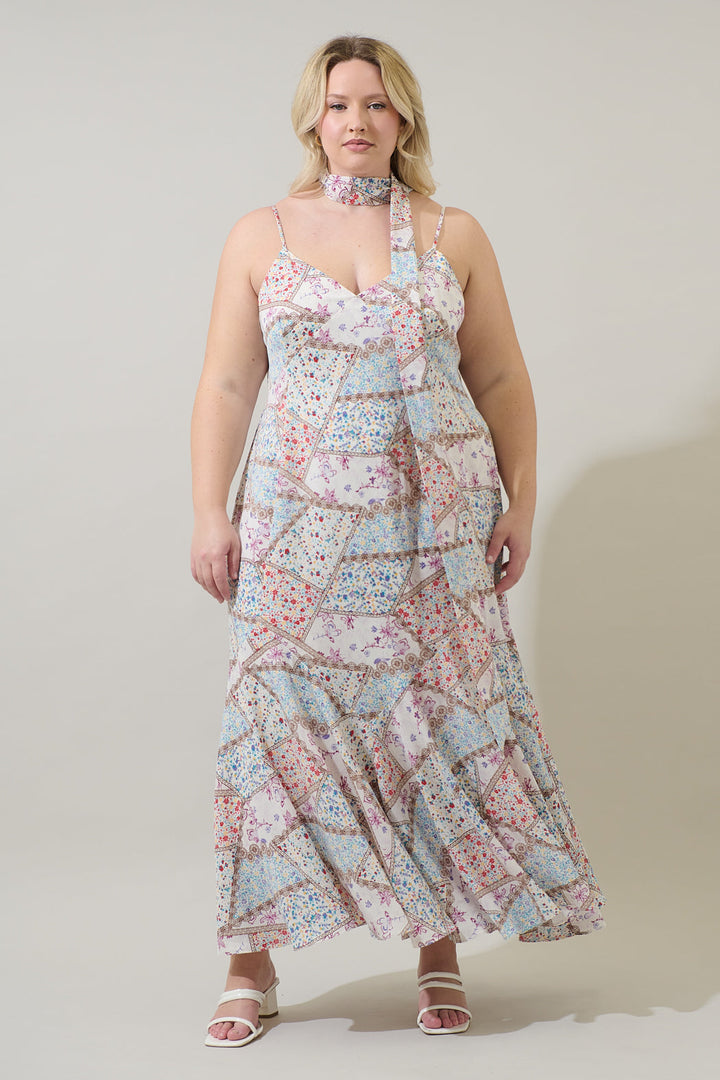 Minzi Floral Hagny Pleated Midi Dress Curve